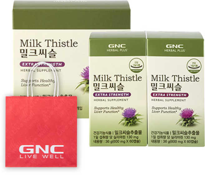 GNCHERBALPLUS 밀크씨슬 36g + 쇼핑백, 120정, 1세트