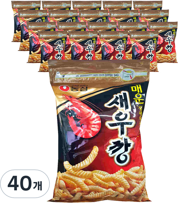 농심 매운 새우깡, 90g, 40개