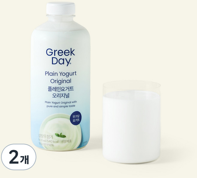 그릭데이 플레인요거트 오리지널, 900ml, 2개