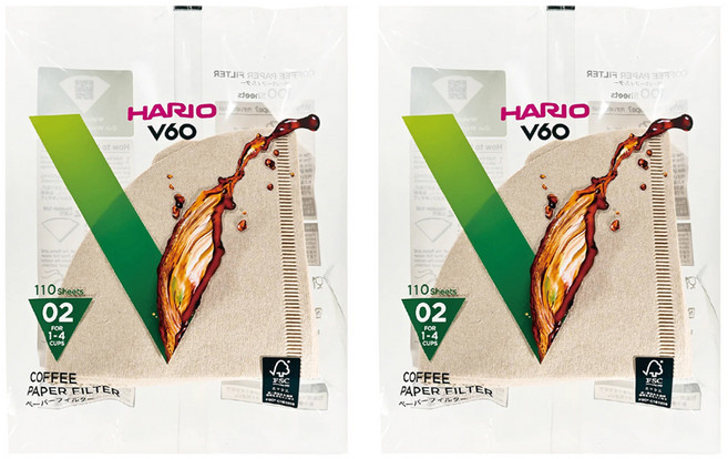 HARIO 好璃奧 V60 原色濾紙 02, 110張, 2包
