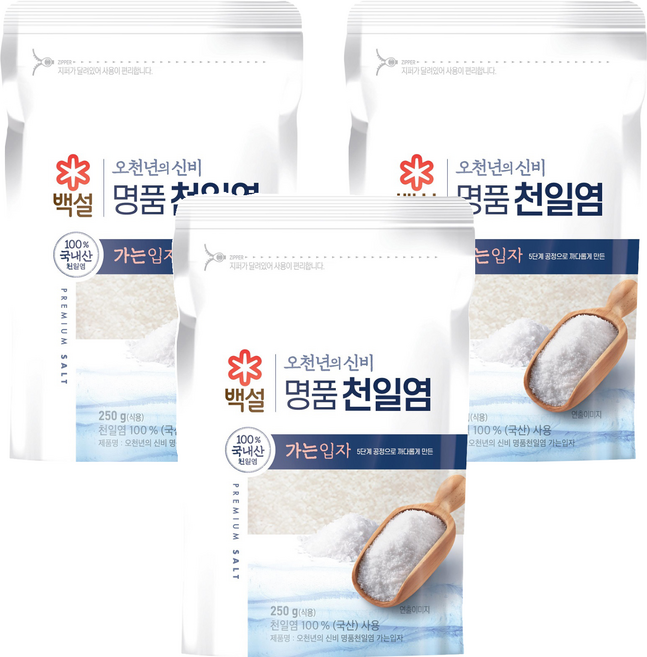 오천년의 신비 가는입자 천일염, 250g, 3개