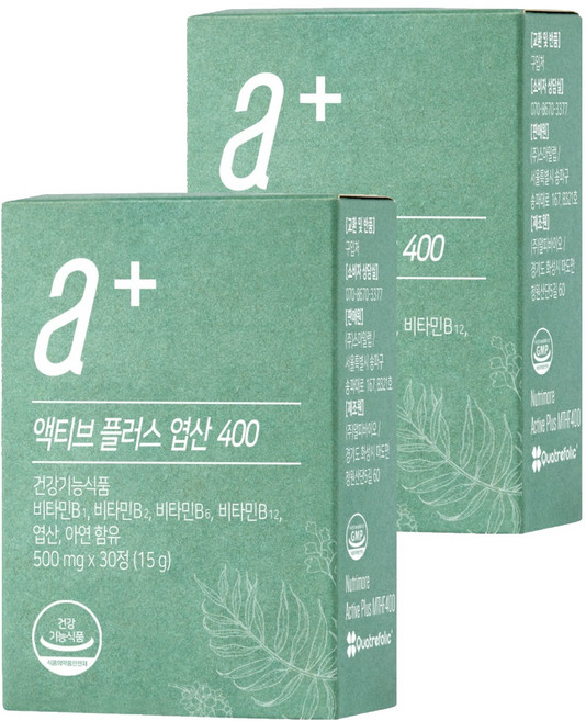 뉴트리모어 액티브 플러스 엽산 400 15g, 30정, 2개