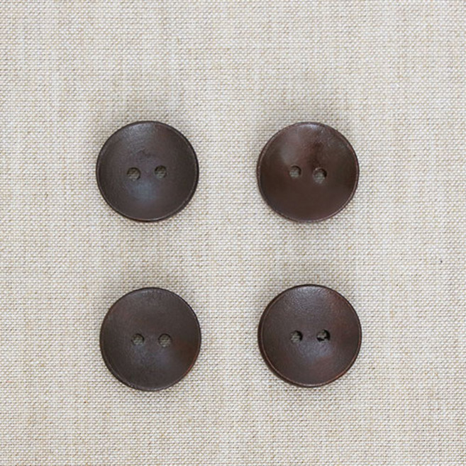 해피베어스 크로커스 오목 나무단추 18mm, 다크브라운, 16개