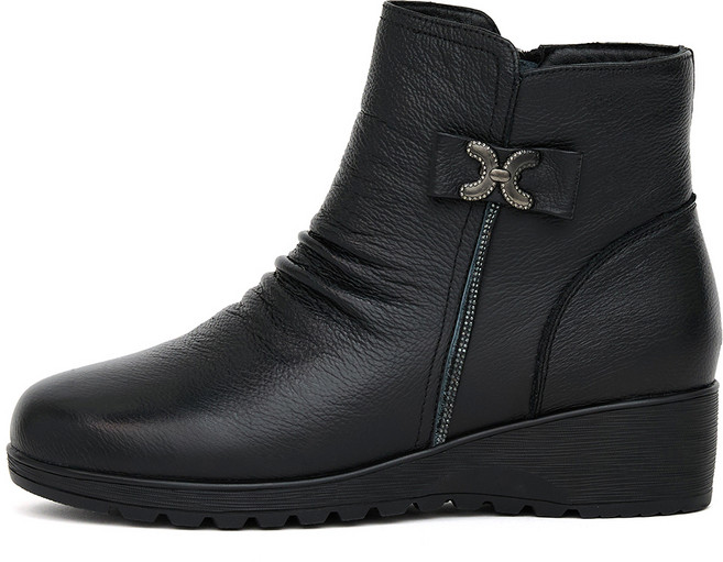 J SHOE 天然牛皮 刷毛內裡 Lokel 厚底 水鑽 踝靴 4cm