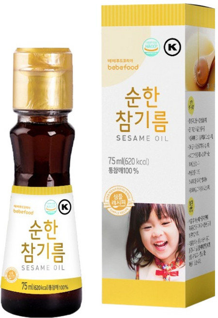 베베푸드 순한 참기름, 통참깨, 1개, 75ml