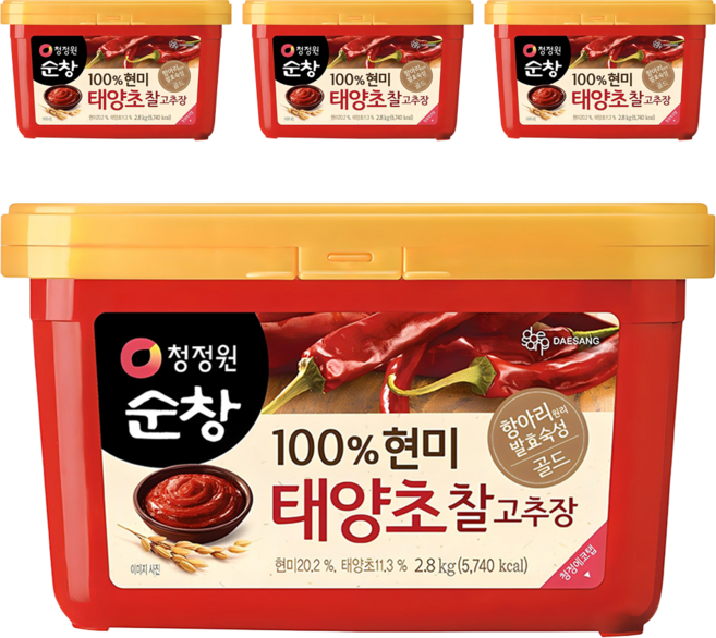 청정원순창 100% 현미 태양초 찰고추장, 2.8kg, 4개