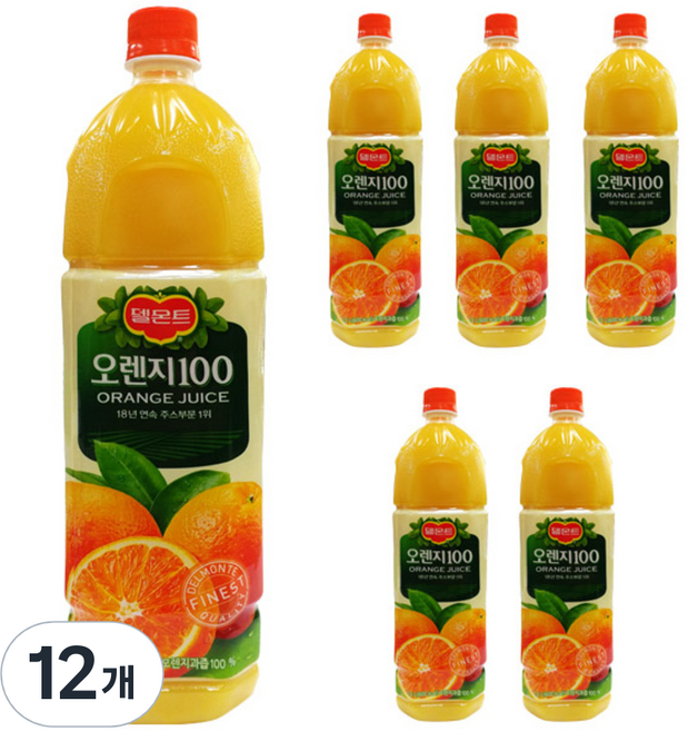 델몬트 오렌지100 주스, 1.5L, 12개