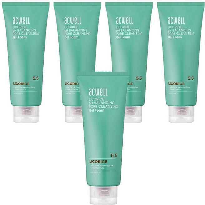아크웰 감초수 피에이치 밸런싱 포어 클렌징 젤 폼, 160ml, 5개