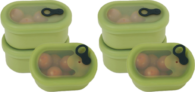 파미레 실리콘 반투명 스팀홀 타원 용기 올리브, 6개, 200ml