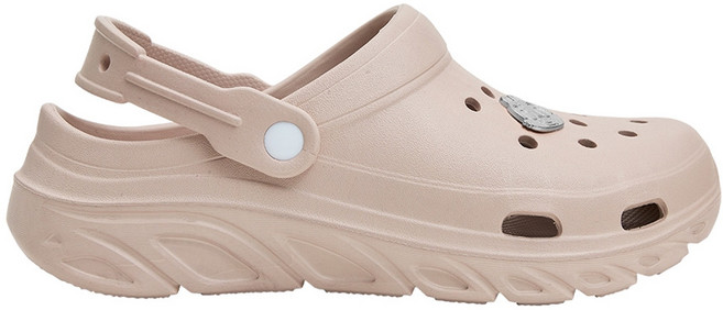 Disney 迪士尼 大人款 電燈飾釦洞洞涼鞋 造型戶外休閒鞋, 奶茶色, 250mm