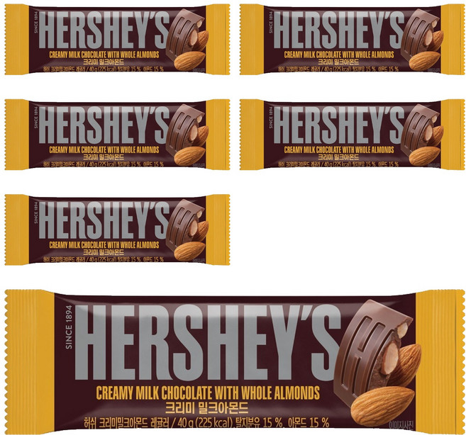 허쉬 레귤러바 크리미 밀크 아몬드, 40g, 6개