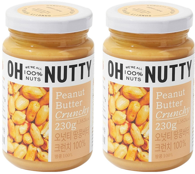오넛티 땅콩버터 크런치 100%, 230g, 2개