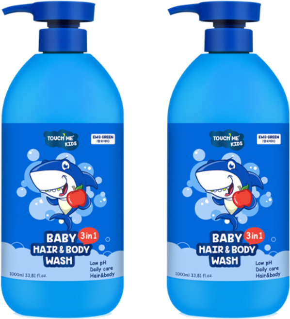 터치미 키즈 베이비 3in1 올인원 헤어 앤 바디워시, 1L, 2개