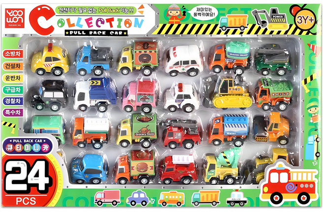 유원 큐티 24종 미니카 세트, 혼합색상, 1개