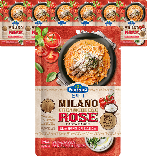폰타나 밀라노 크림치즈 로제 파스타 소스, 150g, 7개