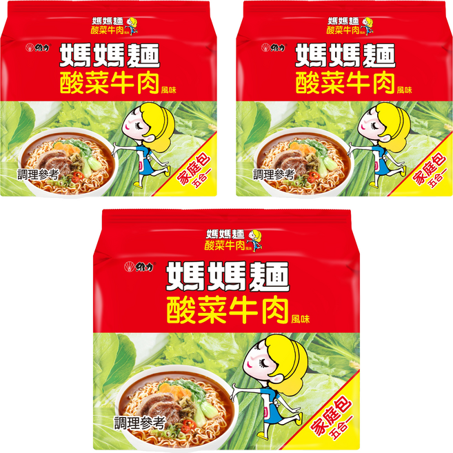 維力 媽媽麵 酸菜牛肉風味 75g, 15包