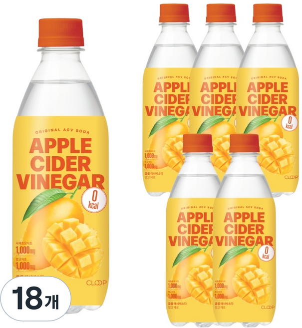 클룹 애사비소다 망고 제로 탄산음료, 18개, 500ml