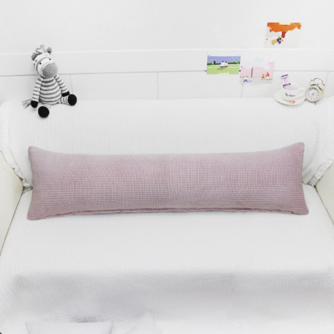 베드앤데코 에브리데이 극세사 바디필로우커버 솜포함, 체크핑크