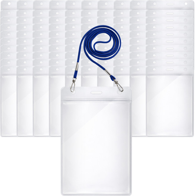 코멧 오피스 PVC 목걸이 명찰, 블루, 100개