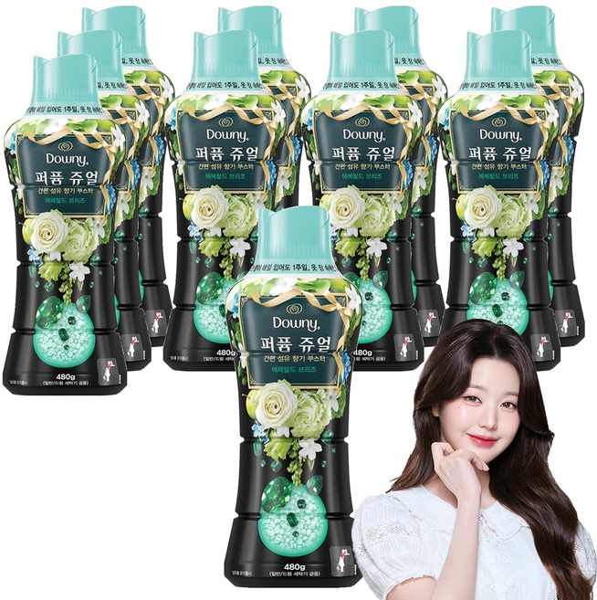 다우니 퍼퓸 쥬얼 에메랄드 브리즈 향기부스터, 480g, 10개