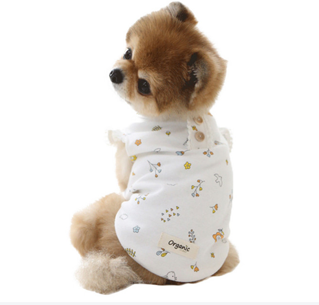 이츠독 오가닉 래빗 프릴 강아지 티셔츠, 아이보리, 1개