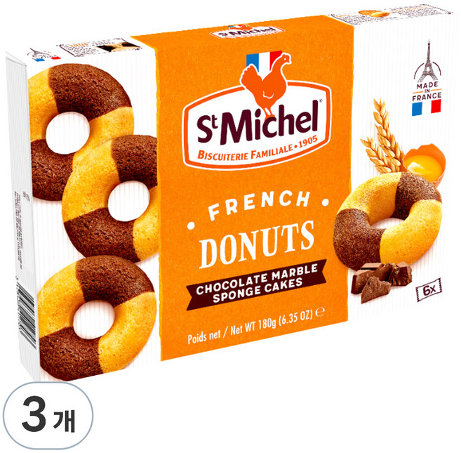 생미쉘 프렌치 마블도넛 6p, 180g, 3개
