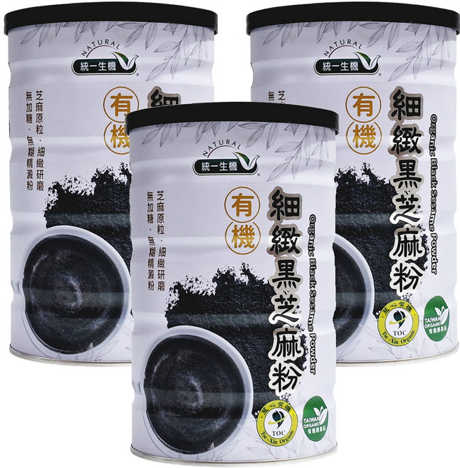 統一生機 有機細緻黑芝麻粉, 350g, 3罐