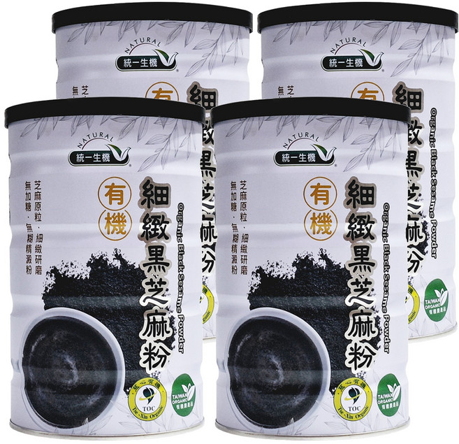 統一生機 有機細緻黑芝麻粉, 350g, 4罐