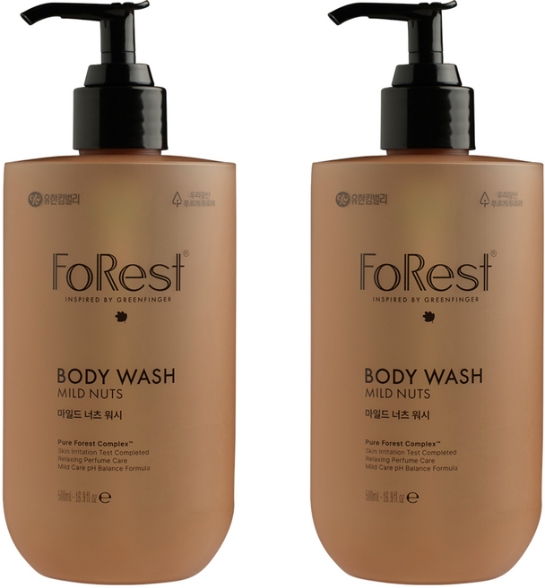 그린핑거포레스트 마일드 너츠 바디워시, 2개, 500ml