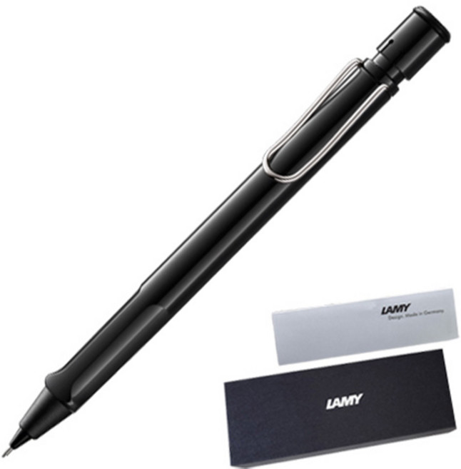 LAMY 사파리 샤프 샤이니 블랙 + 하드케이스 + 리플렛, 0.5mm, 1개