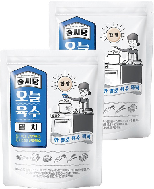 팔도 솜씨당 오늘 육수 멸치, 105g, 2개