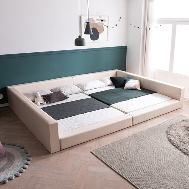 삼익가구 코지 가드형 패밀리 침대 프레임 + 65T 케미컬폼 독립스프링 매트리스2p 세트 방문설치, 아이보리(프레임), 단일색상(매트리스)