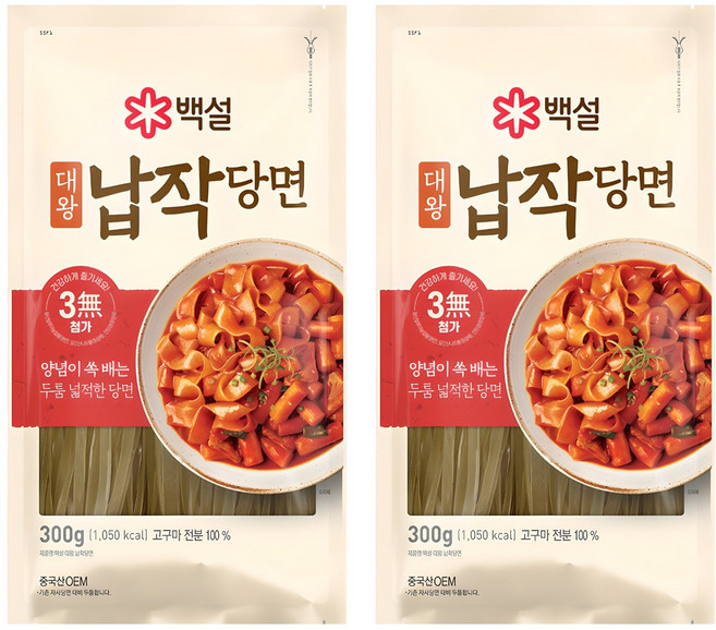 백설 대왕 납작당면, 300g, 2개