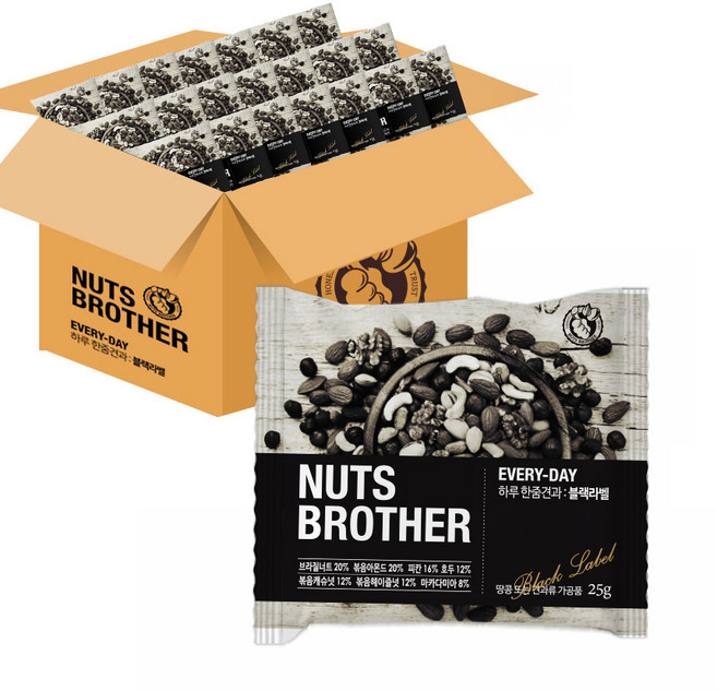 너츠브라더 하루 한줌견과 블랙라벨, 25g, 50개