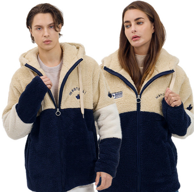 노이즈 오스카 쉐르파 배색 플리스 후드 점퍼 KG3AA72AC