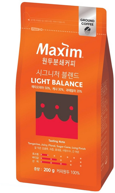맥심 원두분쇄커피 시그니처 블렌드 라이트 밸런스, 200g, 1개입, 1개