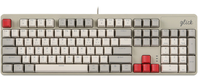 지클릭커 레트로 레드 슈퍼히어로 저소음 풀 윤활 기계식 게이밍 키보드, RB1(화이트+그레이), 적축