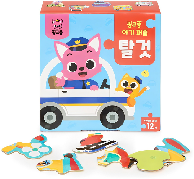 핑크퐁 아기 퍼즐 12종 세트 탈 것, 1세트, 12피스