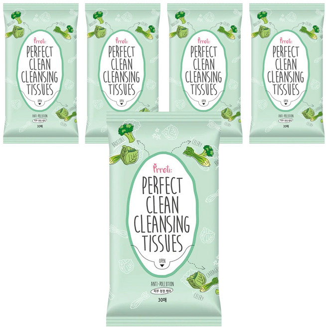 Prreti 綠意植萃卸妝濕巾 120g, 30張, 5包