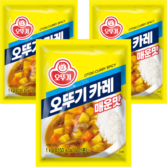 오뚜기 카레 매운맛, 1kg, 3개