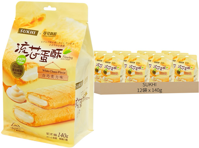 SUKHI 巧戀流芯蛋酥 白巧克力, 140g, 12袋