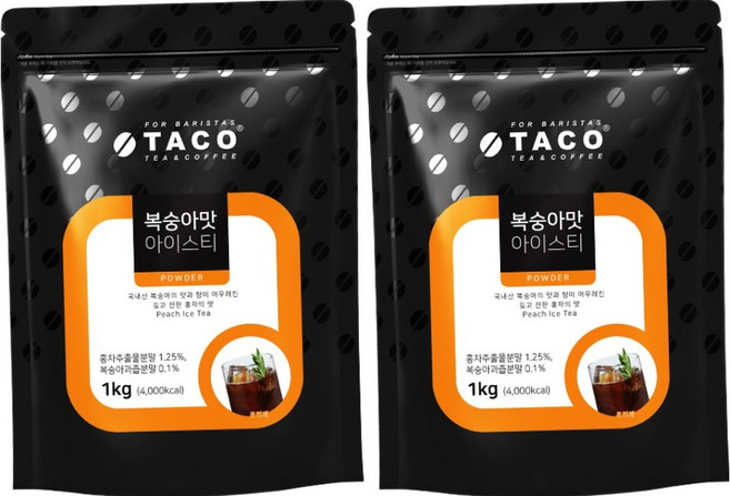 타코 복숭아맛 아이스티 분말, 1kg, 1개입, 2개