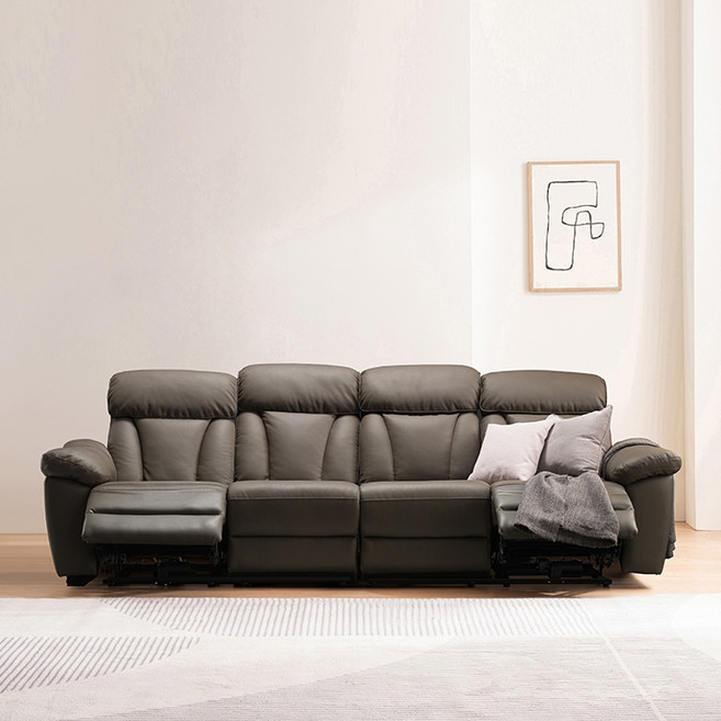 삼익가구 크루즈 USB 4인용 전동 리클라이너 양방향 가죽소파 방문설치, 머드그레이