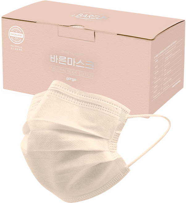고르고 바른 마스크 성인용 대형, 50매입, 1개, 뉴트럴베이지