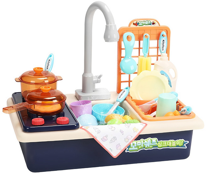 레츠토이 꼬마쉐프 싱크대 주방놀이 세트, 네이비, 1세트