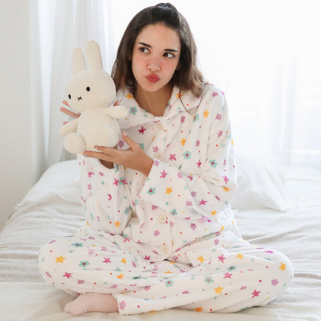 Starry Petty 女款花朵舒適貼合睡眠睡衣上下套裝 購物袋