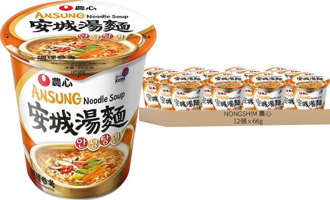 NONGSHIM 農心 安城湯麵 杯麵 66g, 12個