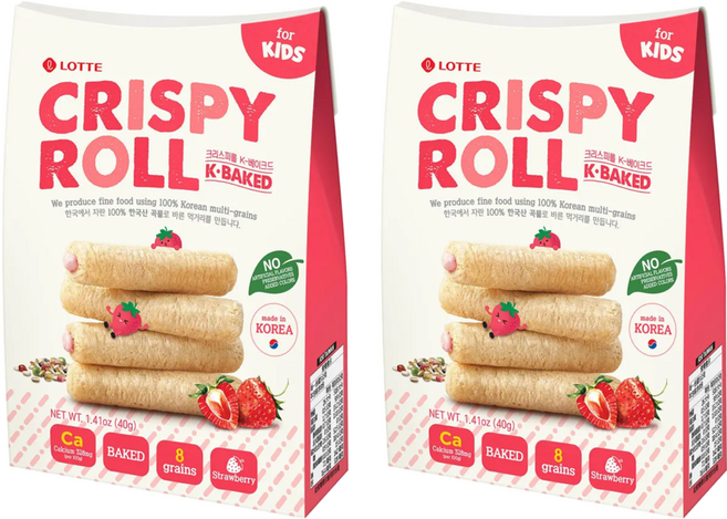 LOTTE 樂天 兒童捲心棒 8支, 草苺味, 40g, 2盒