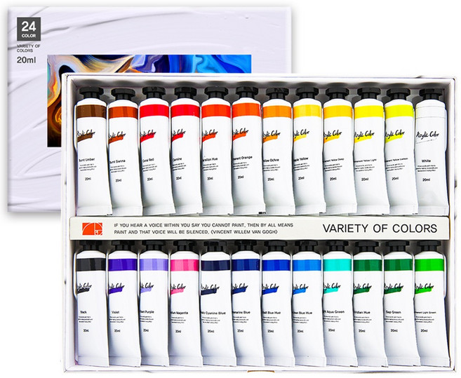 DGRM 전문가용 아크릴 물감 랜덤발송, 20ml, 24색
