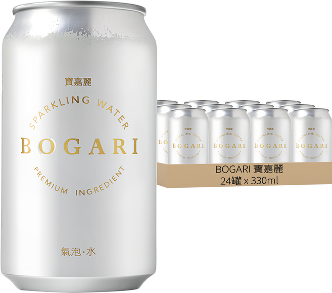 BOGARI 寶嘉麗 無糖氣泡水, 330ml, 24罐